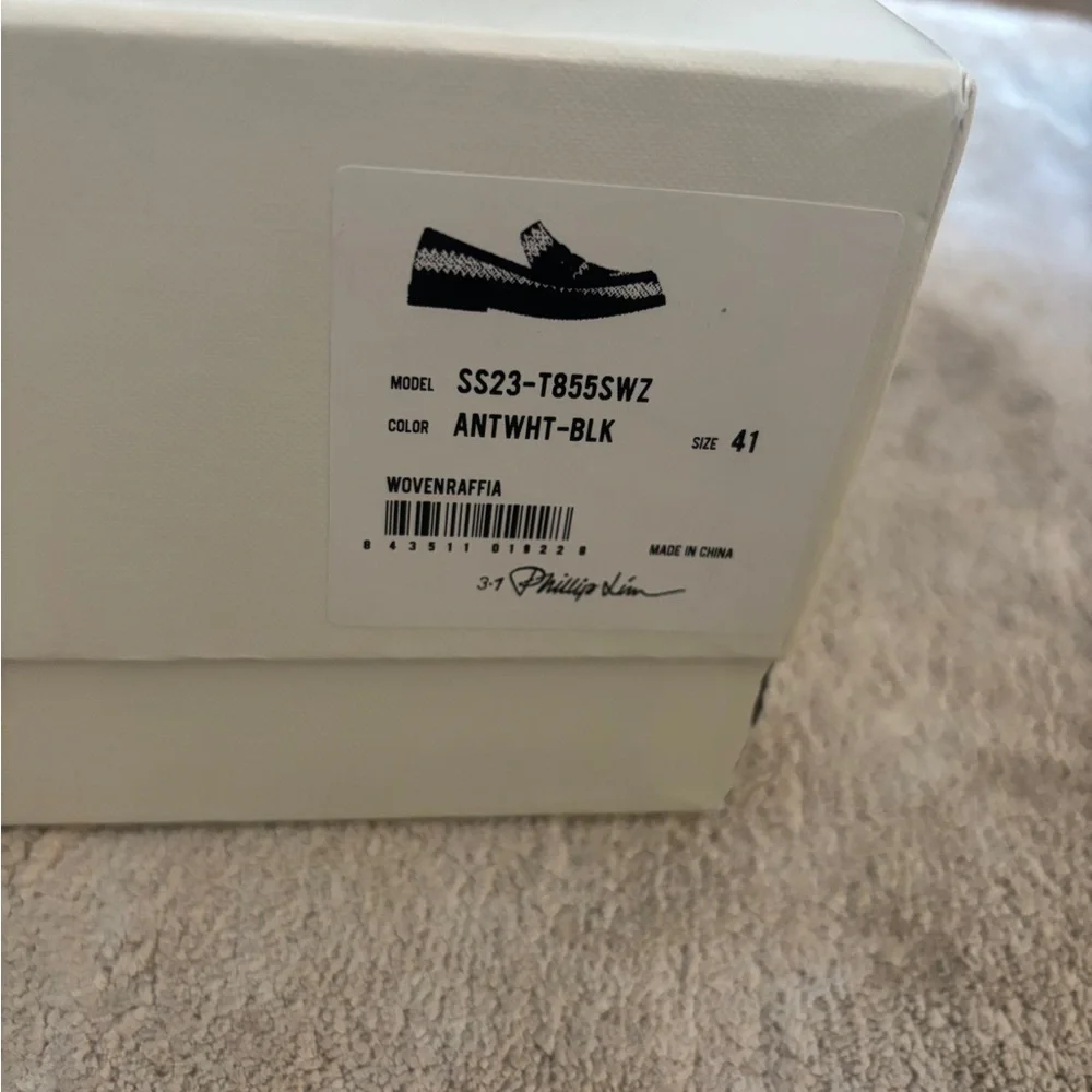 3.1 PHILLIP LIM Alexa leather-trimmed two-tone raffia loafers Size 11